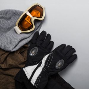 a ski mask with ski gloves and warm hat
